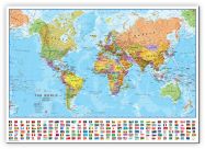 Medium World Wall Map Political with flags (Canvas)