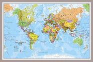 Small World Wall Map Political (Pinboard & framed - Silver)