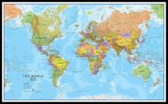 Huge World Wall Map Political (Pinboard & framed - Black)