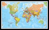 Medium World Wall Map Political (Pinboard & framed - Black)