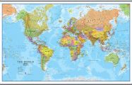 Large World Wall Map Political (Hanging bars)