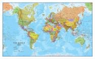 Large World Wall Map Political (Pinboard & wood frame - White)