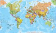 Large World Wall Map Political (Rolled Canvas - No Frame)