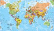 Medium World Wall Map Political (Rolled Canvas - No Frame)