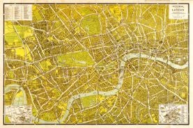 Large A-Z Pictorial Canvas Map Central London 1938 (Rolled Canvas - No Frame)