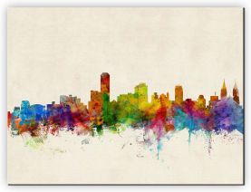 Small Adelaide Australia Watercolour Skyline (Canvas)