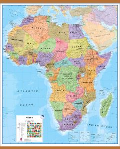 Large Africa Wall Map Political (Wooden hanging bars)
