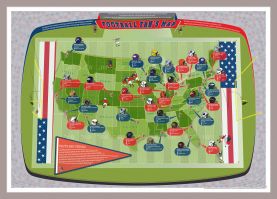 Medium American Football Stadiums Map (Pinboard & framed - Silver)