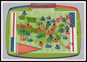 Large American Football Stadiums Map (Canvas Floater Frame - Black)
