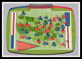 Medium American Football Stadiums Map (Pinboard & framed - Black)