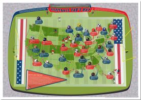 Large American Football Stadiums Map (Pinboard)