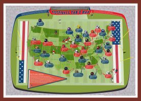 Medium American Football Stadiums Map (Pinboard & framed - Dark Oak)