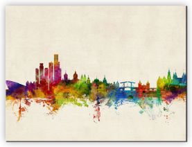 Extra Small Amsterdam The Netherlands Watercolour Skyline (Canvas)