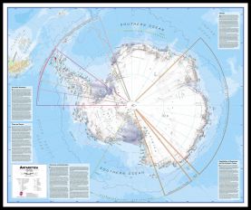 Large Antarctica Wall Map Political (Pinboard & framed - Black)