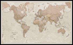 Huge Antique World Map (Pinboard & framed - Black)
