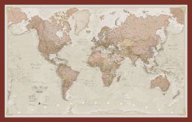 Small Antique World Map (Pinboard & framed - Dark Oak)