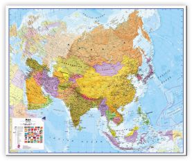 Large Asia Wall Map Political (Canvas)