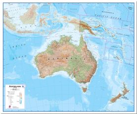 Large Australasia Wall Map Physical (Pinboard)