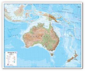 Large Australasia Wall Map Physical (Canvas)