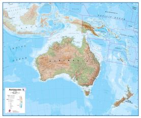 Large Australasia Wall Map Physical (Laminated)