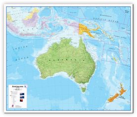 Large Australasia Wall Map Political (Canvas)