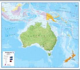 Large Australasia Wall Map Political (Hanging bars)