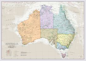 Medium Australia Classic Wall Map (Rolled Canvas with Hanging Bars)
