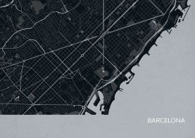 A4 Barcelona City Street Map Print Charcoal (Matt Art Paper)