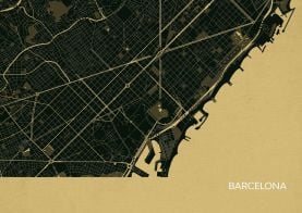 A4 Barcelona City Street Map Print Straw (Matt Art Paper)
