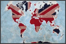Large Best of British Map of the World (Canvas Floater Frame - Black)