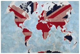 Large Best of British Map of the World (Pinboard & wood frame - White)