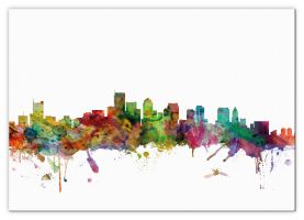 Huge Boston Watercolour Skyline (Canvas)