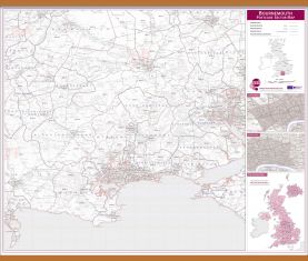 Bournemouth Postcode Sector Map (Wooden hanging bars)