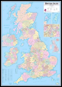 Large British Isles Administrative Map (Pinboard & framed - Black)