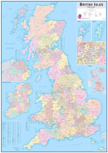 Large British Isles Administrative Map (Paper with front sheet lamination)