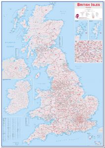 Large British Isles Postcode Map (Pinboard)