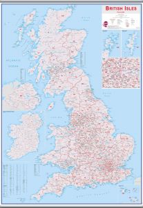 Large British Isles Postcode Map (Hanging bars)