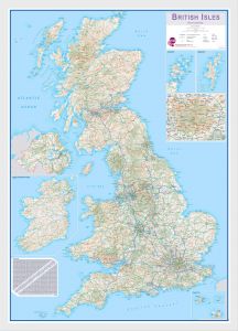 Medium British Isles Routeplanning Map (Pinboard & wood frame - White)