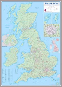 Large British Isles Sales and Marketing Map (Pinboard & framed - Silver)