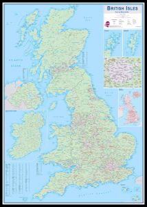 Large British Isles Sales and Marketing Map (Pinboard & framed - Black)