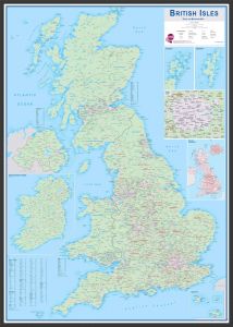 Large British Isles Sales and Marketing Map (Pinboard & wood frame - Black)