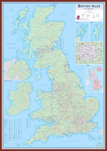 Huge British Isles Sales and Marketing Map (Pinboard & framed - Dark Oak)