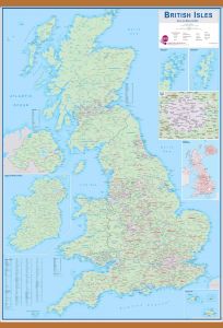 Huge British Isles Sales and Marketing Map (Rolled Canvas with Wooden Hanging Bars)