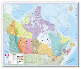 Large Canada Wall Map Political (Canvas)