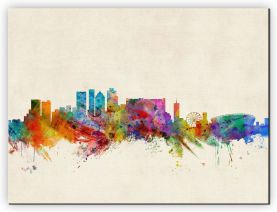 Medium Cape Town South Africa Watercolour Skyline (Canvas)