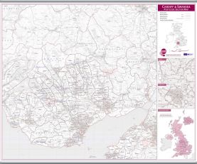 Cardiff and Swansea Postcode Sector Map (Hanging bars)