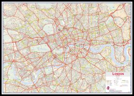 Huge Central London street Wall Map (Pinboard & framed - Black)