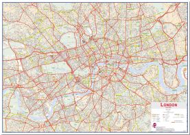 Large Central London street Wall Map (Pinboard)