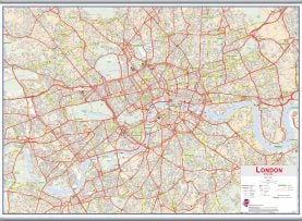 Large Central London street Wall Map (Hanging bars)