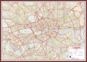 Large Central London street Wall Map (Pinboard & framed - Dark Oak)